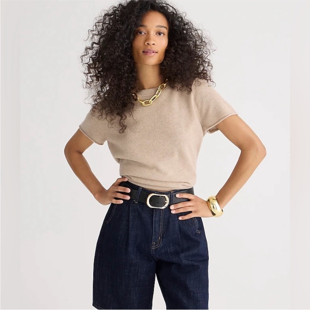 J. Crew 2024 Cashmere Relaxed T-shirt Heather Stone Size XS